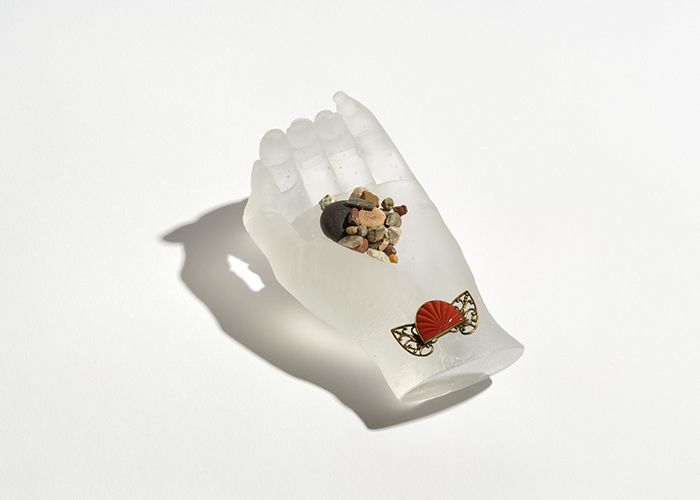 Inheritance, 2022 (Poston stone, cast lead crystal, and heirloom [grandmother’s broach], 3.25 by 6 by 3.25 inches)