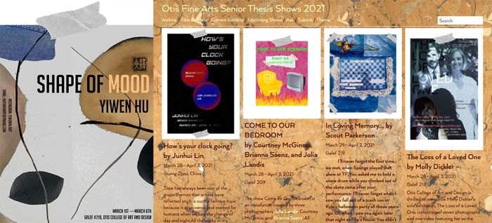Poster and web page for Otis College BFA Fine Arts Senior Thesis Shows