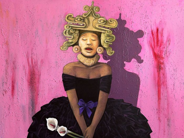 Judithe Hernández, Juarez Quinceañera, 2017 (Pastel mixed media on canvas), The Cheech Center Collection