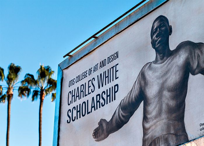 Billboards advertising Otis College's Charles White Art and Design Scholarships throughout Los Angeles County.
