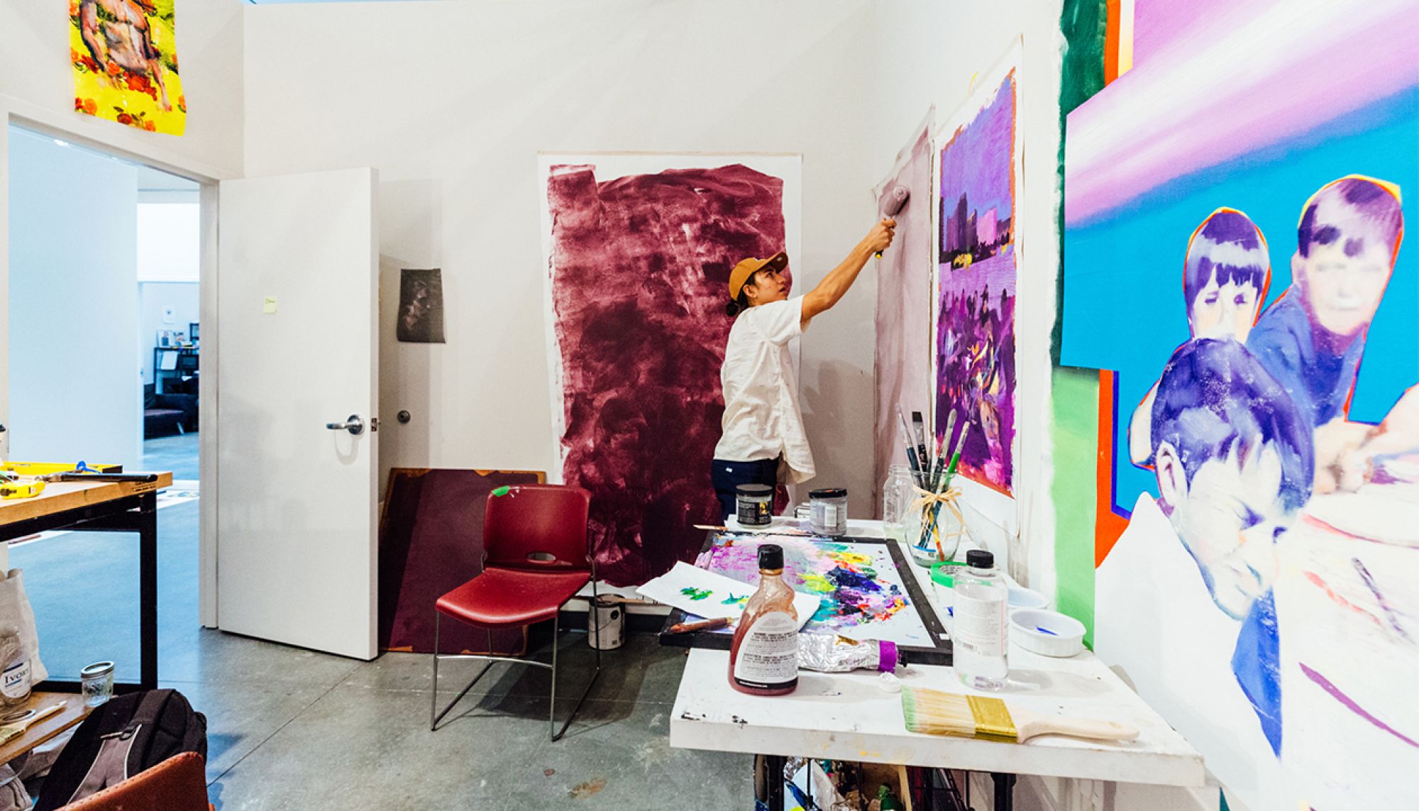 Otis College MFA Fine Arts student works in their studio