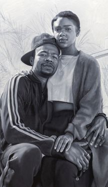 Marque and Tiffany, 2021 (Oil on canvas, 70 by 56 inches) by Kohshin Finley